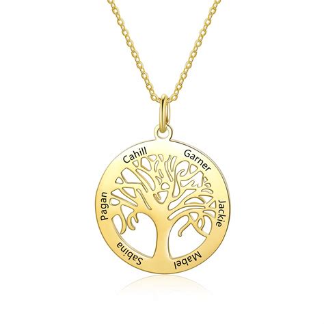 Personalized Family Tree Pendant with Names [Silver & Gold] | FARUZO