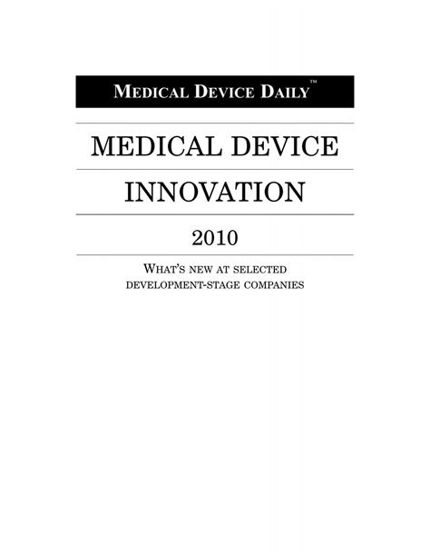 MEDICAL DEVICE INNOVATION - Medical Device Daily