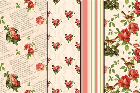 Shabby Chic Pink Roses Seamless Digital Paper Pack By Dolly Potterson