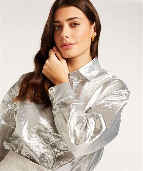 EDIN Oversized Blouse In Metallic Silver Metallic JOSH V Official