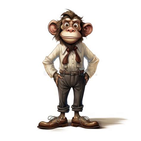 Elegant Monkey A Detailed Victorian Inspired Cartoon Character Stock