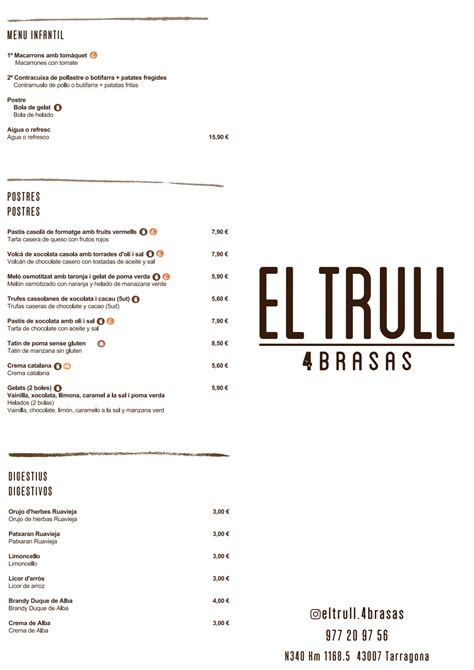 Carte Et Menus El Trull Brasas Tarragona Thefork