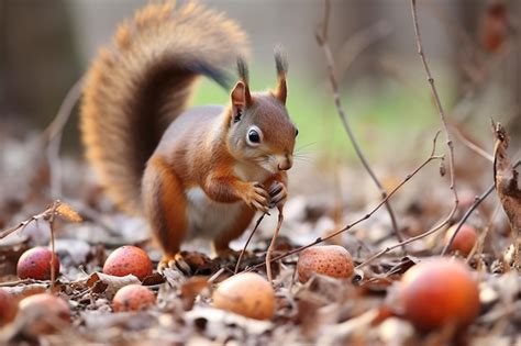 Premium Ai Image Squirrel Gathering Acorns For Winter