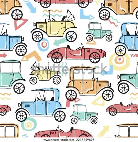 Seamless Pattern Vintage Car Vector Illustration Stock Vector Royalty