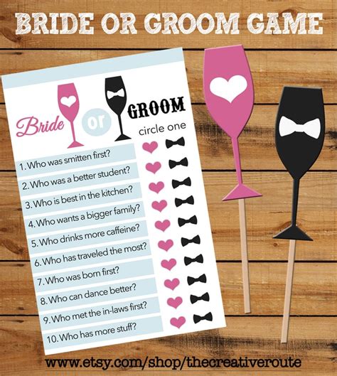 Bride Or Groom Game Wedding Games On Etsy Popsugar Smart Living