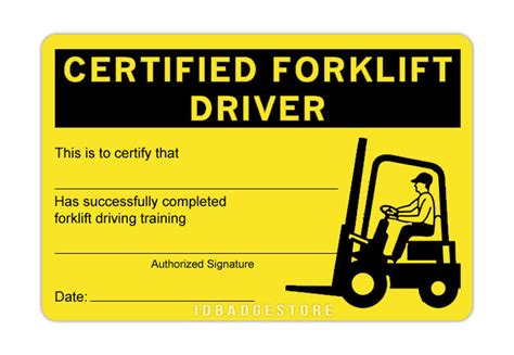 Printable Forklift Certification Cards