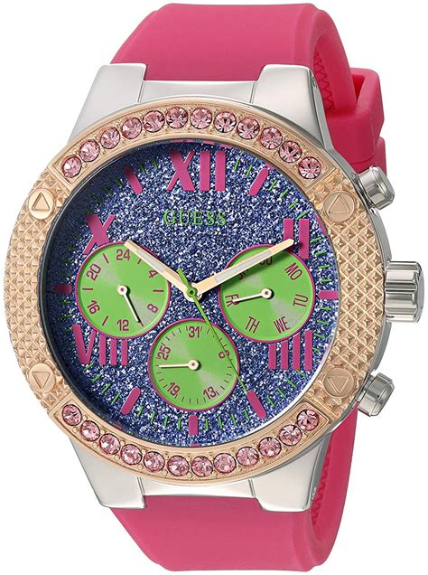 Guess U0772l4 Women S Purple Glitz Dial Pink Silicone Strap Watch Walmart Canada