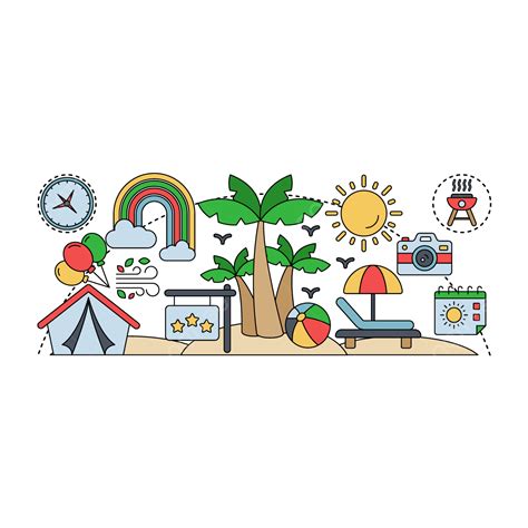 Summer Beach Vacation Vector Art Png Trendy Vector Design Of Summer Vacations Beach Summer