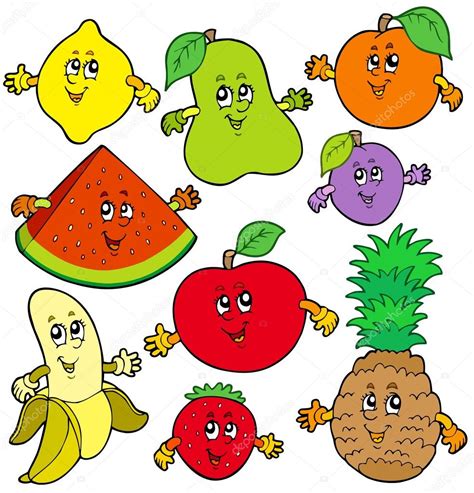 Varias frutas de dibujos animados vector gráfico vectorial clairev