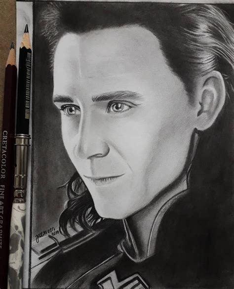 Graphite Pencil Drawing Of Loki Portrait Drawing Drawings Drawing