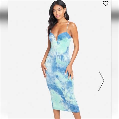 Bebe Dresses Printed Plunge Neck Bodycon Midi Dress Poshmark