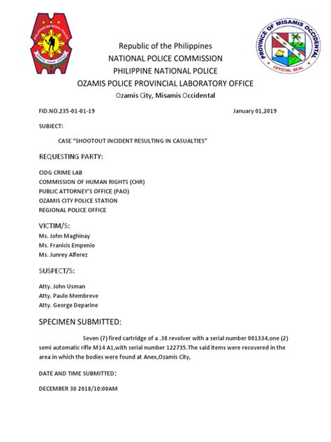 Republic Of The Philippines National Police Commission Philippine