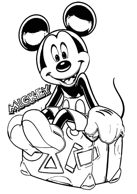 Cartoon Mickey Mouse Travel Coloring Page