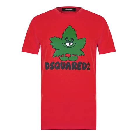 Dsquared2 Graphic Weed T Shirt Men Red 312w Flannels