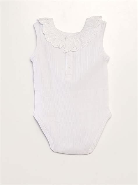 Body De Canal Con Cuello Bordado Blanco Kiabi