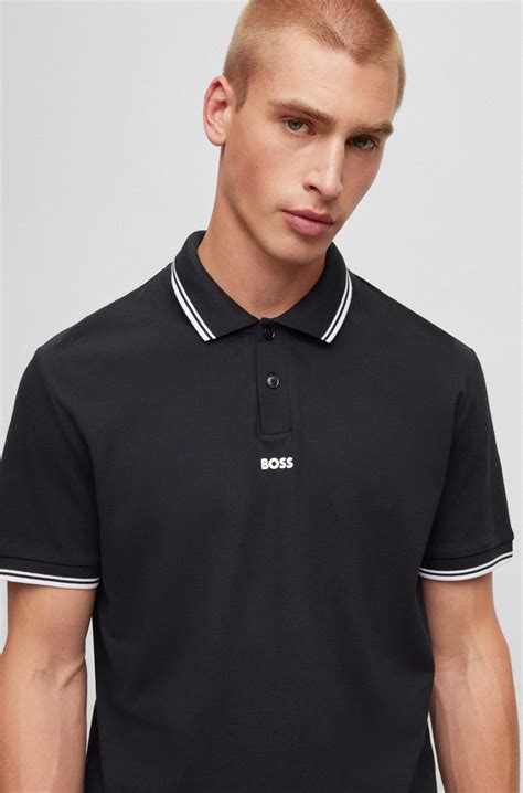 Boss Cotton Piqué Polo Shirt With Contrast Logo And Tipping