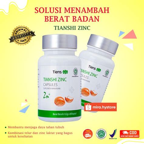 Jual SUPLEMEN MAKANAN PENGGEMUK BADAN VITAMIN ZINC KAPSUL TIENS