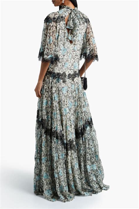 Valentino Garavani Lace Trimmed Floral Print Silk Chiffon Gown The Outnet