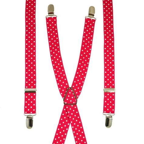 Fuchsia Pink White Polka Dot Men S Skinny Trouser Braces From Ties