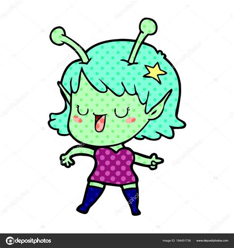 Happy Alien Girl Cartoon Stock Vector By ©lineartestpilot 184451736