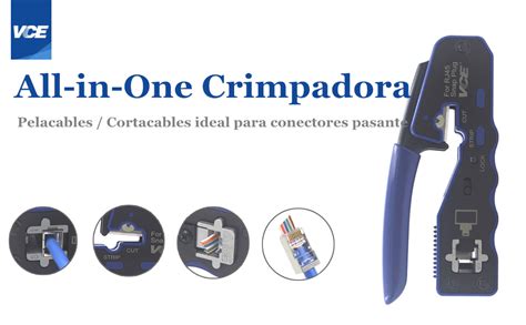 Vce Gj Bl Crimpadora Para Conectores Pasante Rj Cat Cat A Cat