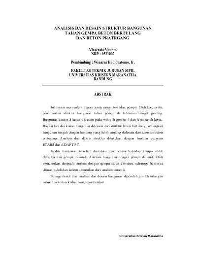 ANALISIS DAN DESAIN STRUKTUR BANGUNAN TAHAN GEMPA BETON BERTULANG DAN