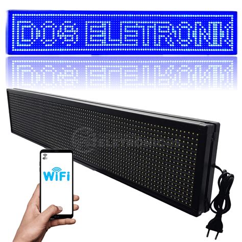 Painel Letreiro De LED Digital Luminoso Interno Wi Fi Luz Cor Azul