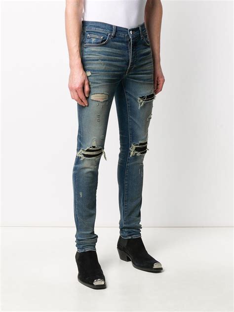 Amiri Denim Slim Fit Ripped Jeans In Blue For Men Lyst