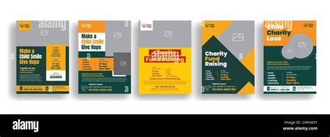 Charity And Non Profit Ngo Print Flyer Or Poster Template Set Stock