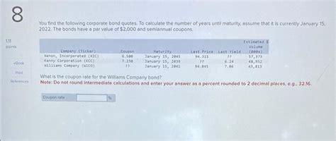 Solved Can You Find The Following Corporate Bond Quotes To Chegg