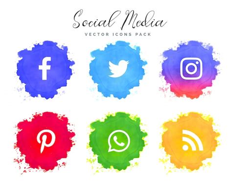 Free Vector Watercolor Social Media Network Icons Collection