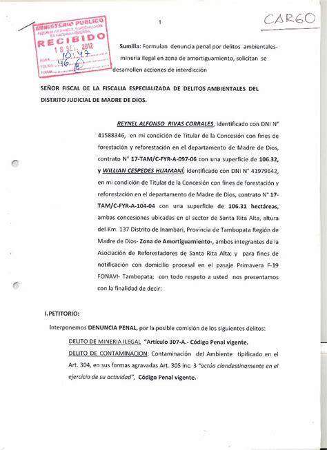 PDF Modelo Denuncia Penal Delito Ambiental DOKUMEN TIPS