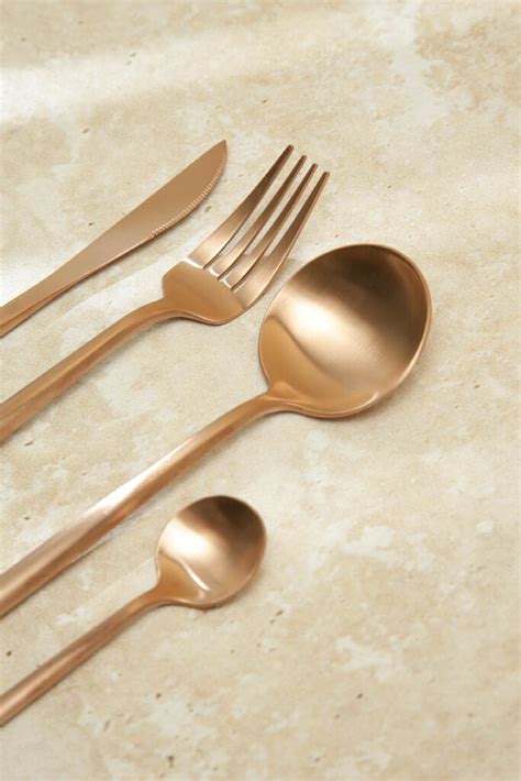 Rose Gold Flatware Set Modern Elegant Round Handle Reviews