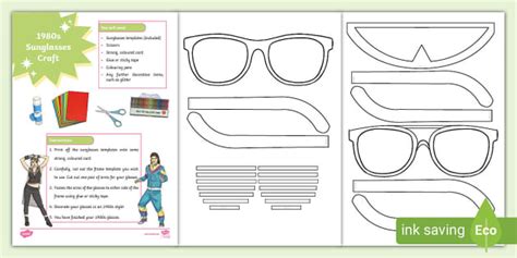 1980s Sunglasses Craft Templates Twinkl Ks2 Twinkl