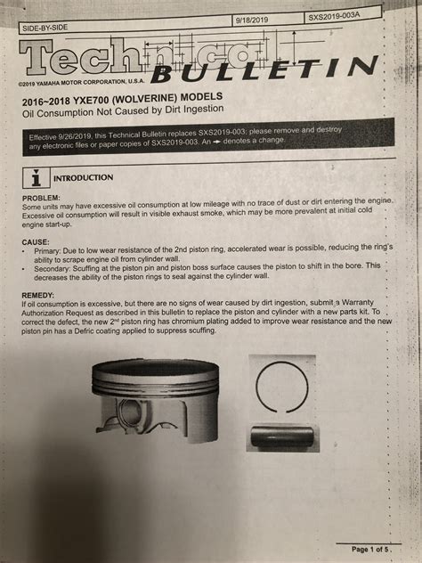 Oil Consumption Recall For Cc Engines Page Yamaha Wolverine Forum