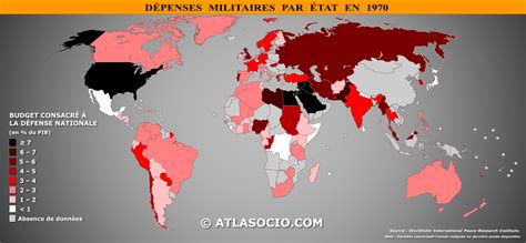 Carte du monde dépenses militaires du PIB Atlasocio