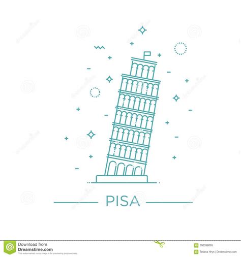 Ejemplo Del Vector Del Icono De La Torre De Pisa En El Fondo Blanco