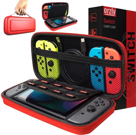 Orzly Carry Case Compatible With Nintendo Switch Red Protective Hard