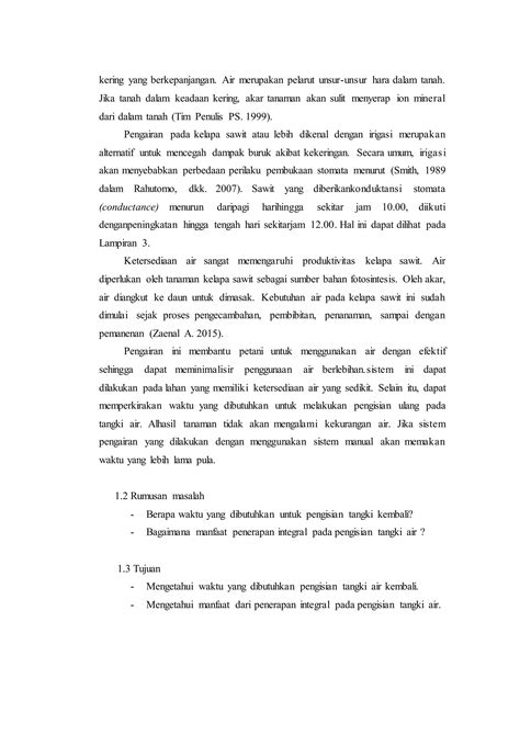 Penerapan Integral Tentu Pada Pengairan Pembibitan Perkebunana Kelapa