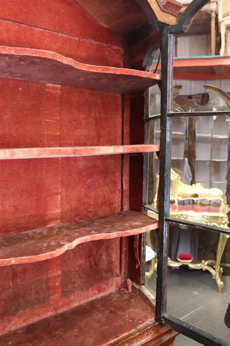 Rare Flemish Dutch Marquetry Inlaid China Cabinet Bookcase Vitrine