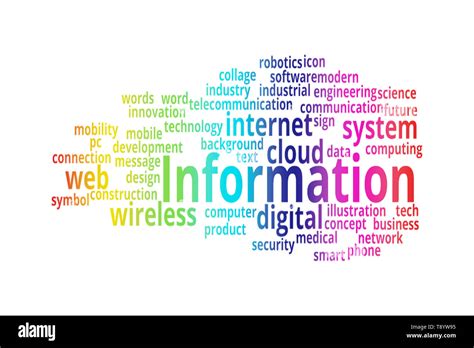 Information Word Cloud Collage Business And Technology Concept Stock