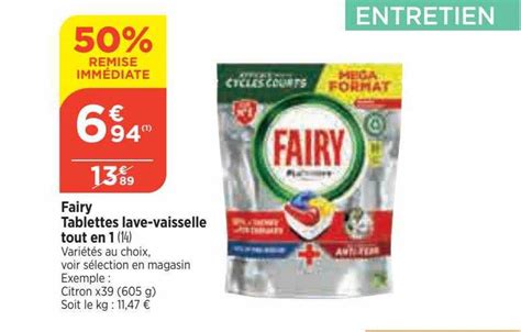 Promo Fairy Tablettes Lave Vaisselle Tout En Chez Bi Icatalogue Fr