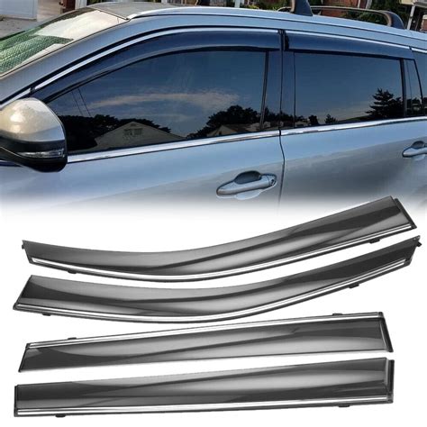 For 2015 2019 Toyota Highlander Chrome Trim Window Visor Vent Sun Rain