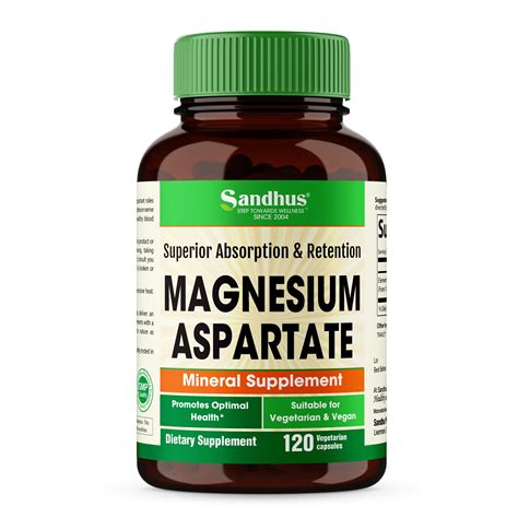 Sandhus Magnesium Aspartate 120 Vegetarian 120 Capsules