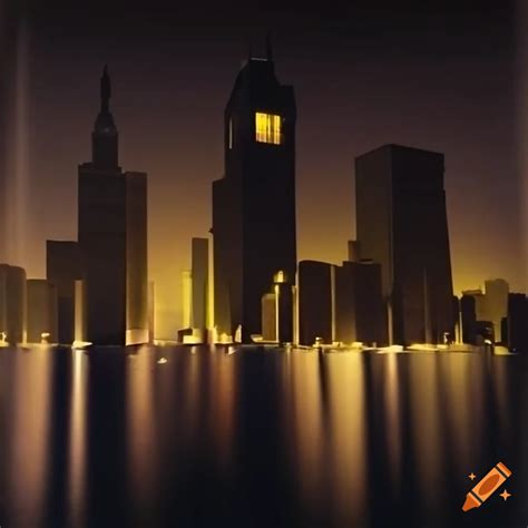 Metropolis Style City At Night German Expressionism