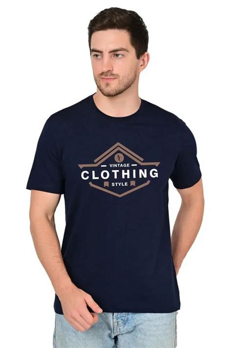 Printed Navy Blue Mens Round Neck Cotton T Shirts At Rs 599 In Noida