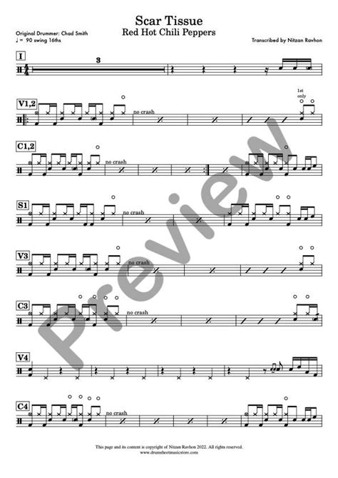 Drum Sheet Music Red Hot Chili Peppers Scar Tissue