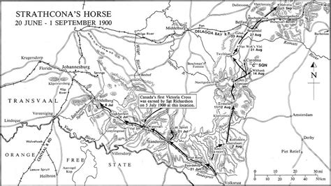 WarMuseum.ca - South African War - Maps - Map Indicating the Movement of the Strathcona's Horse ...