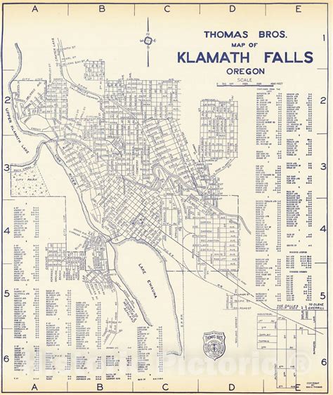 Historic Map Thomas Bros Map Of Klamath Falls Oregon Highway Map Of