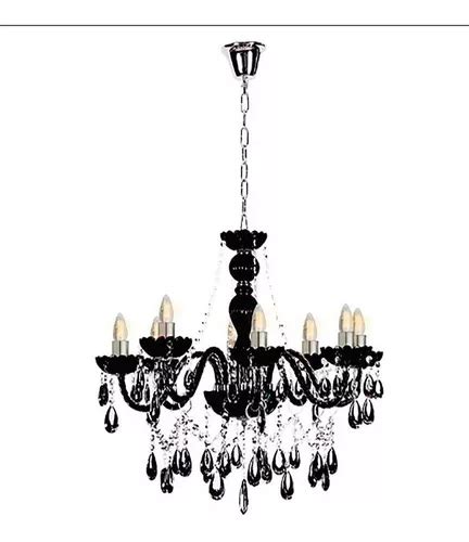 Lustre Cristal K9 Candelabro 8 Braços Preto Maria Tereza Parcelamento